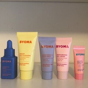 BYOMA set mini cleanser, moisturizer, serum, eye gel